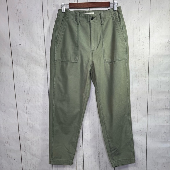 Madewell Womens Olive Green Utility Pants Patch Pockets Casual Straight Leg - Picture 6 of 15
